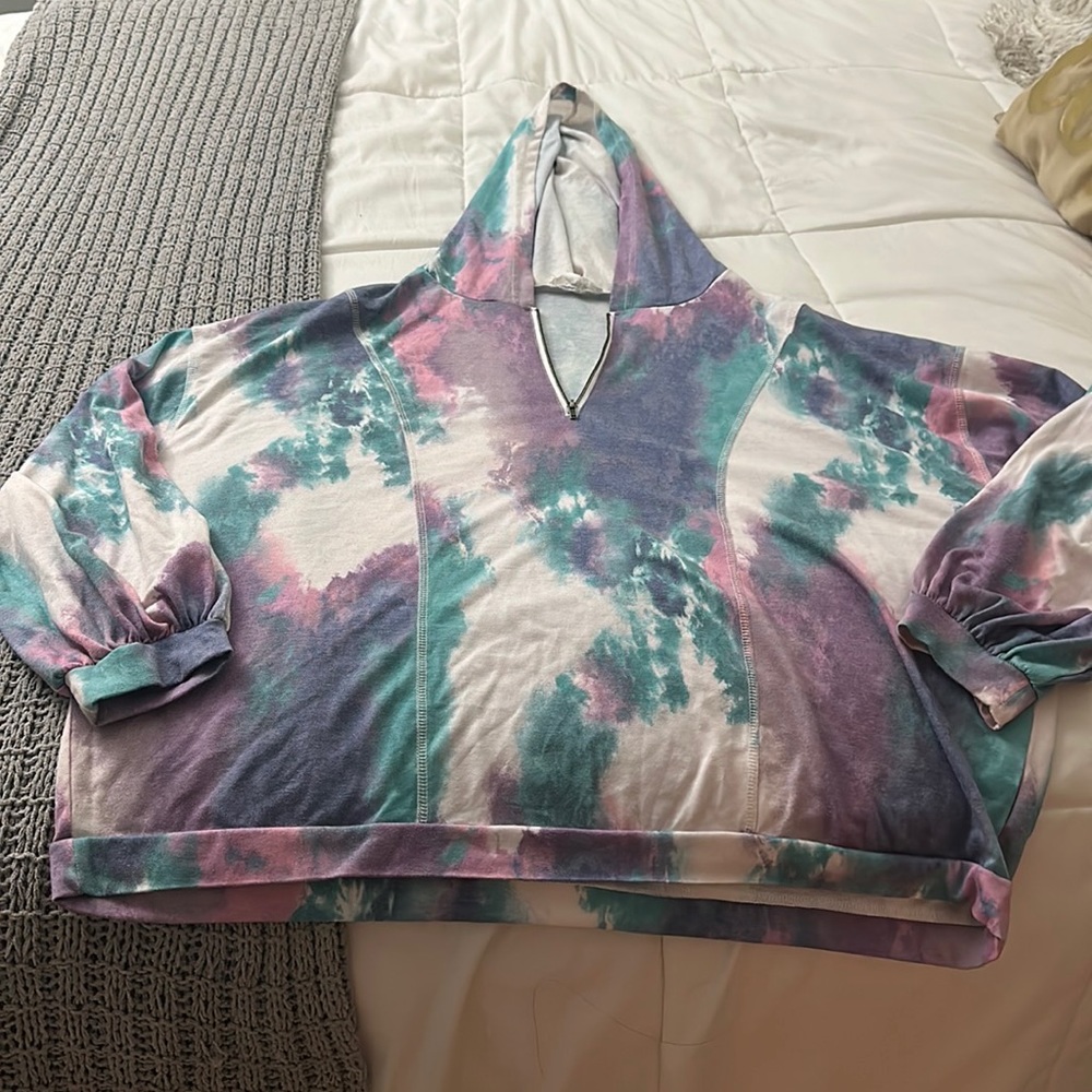 Lightweight quarter zip tie-dye sweater